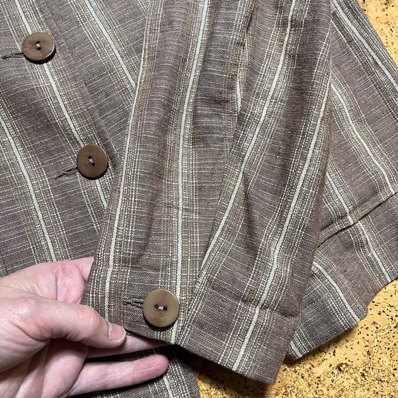 Pendleton Linen Blend Striped Button Blazer Jacket In Browns Sz M - Picture 7 of 14